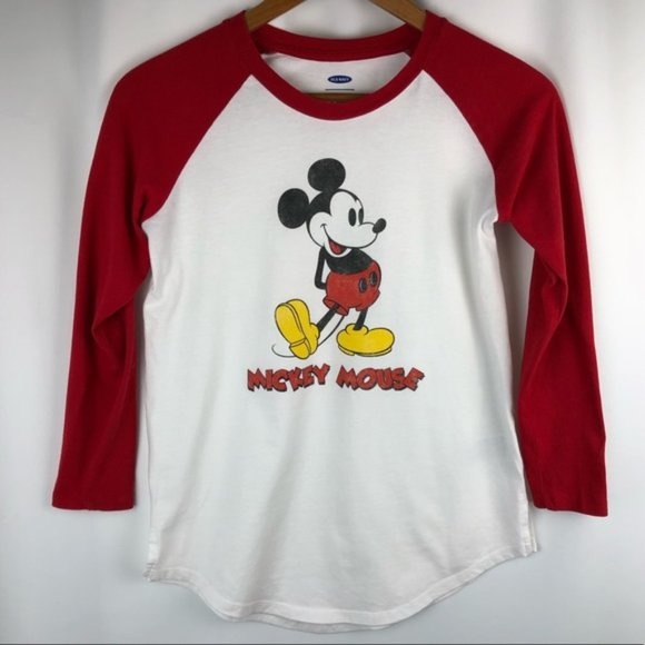 📚 4/$15 Disney + Old Navy Mickey Mouse Raglan T - Size XS - Picture 1 of 12